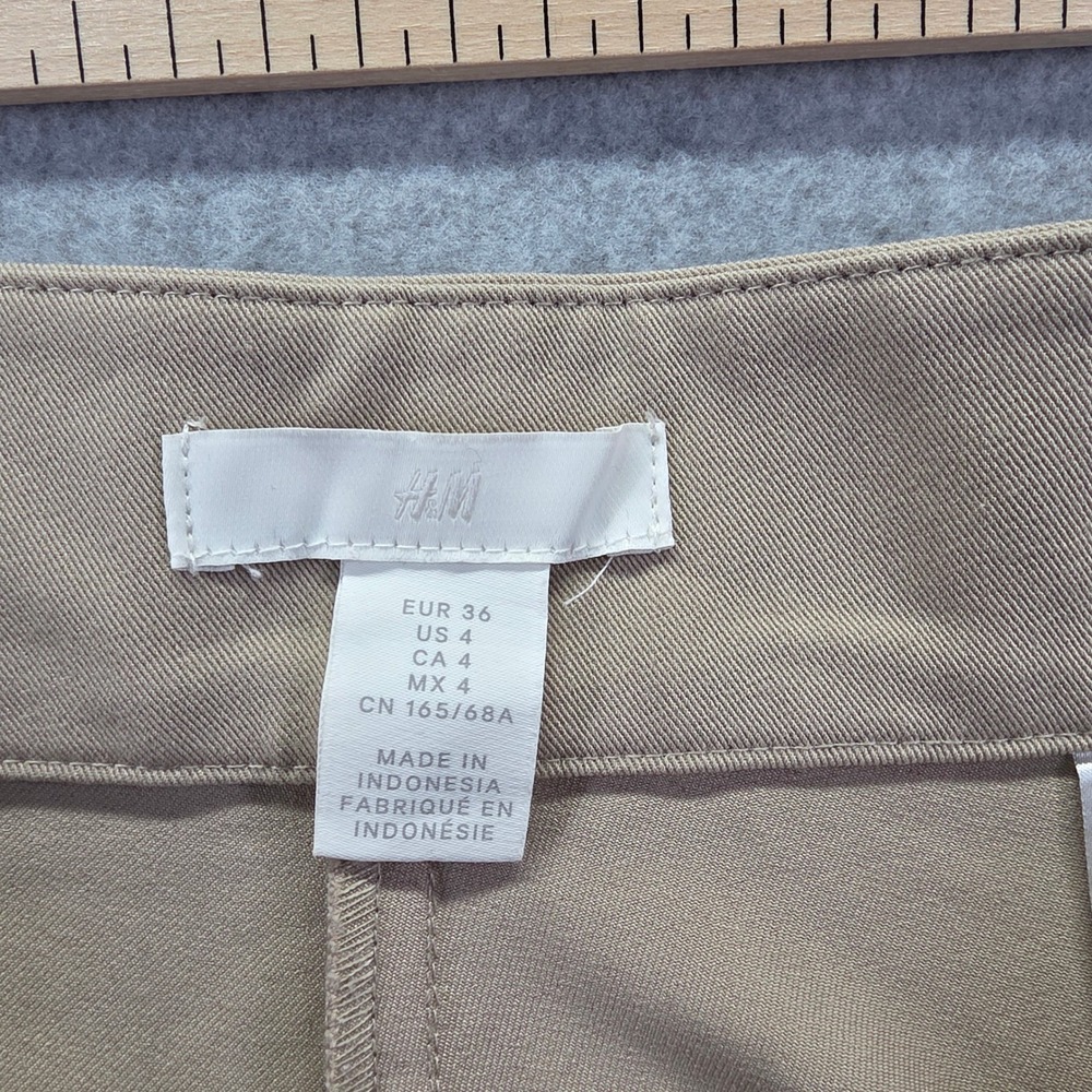 HM‎ Womens Wide Leg Dress Pants Tan Beige Size 4 Professional Trouser Slacks - Picture 7 of 11
